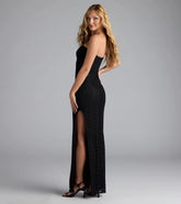 Flawlessly Chic Strapless High Slit Maxi Dress